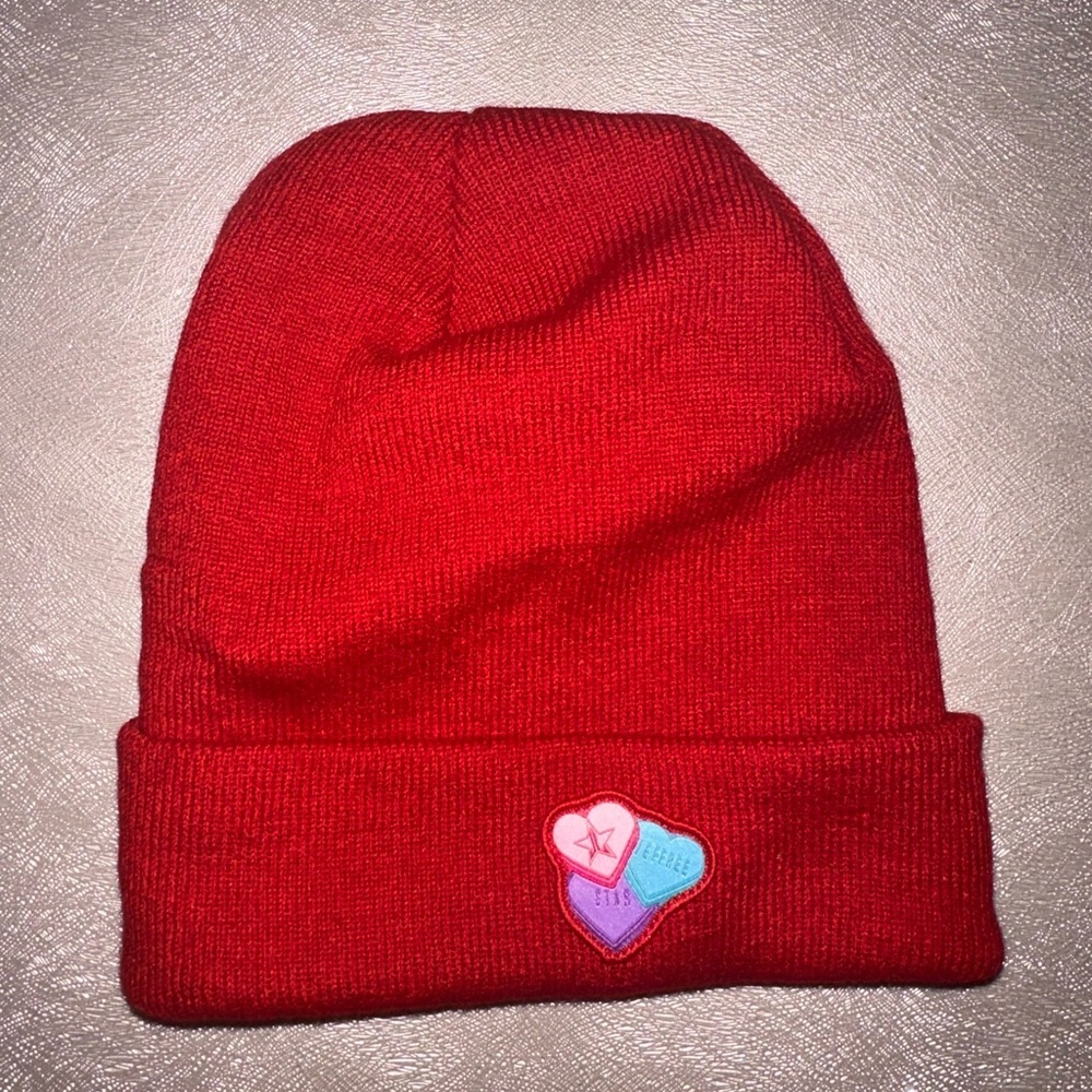 Jeffree Star Red Beanie with Heart Patch